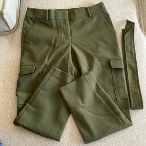 Loft Green Waist Tie Slim Ankle Pants Cargo Utility Pockets Size 6